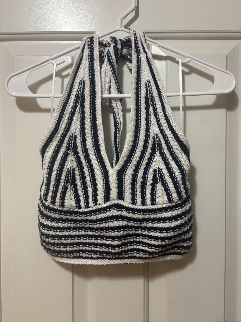 Hollister navy and white striped halter top